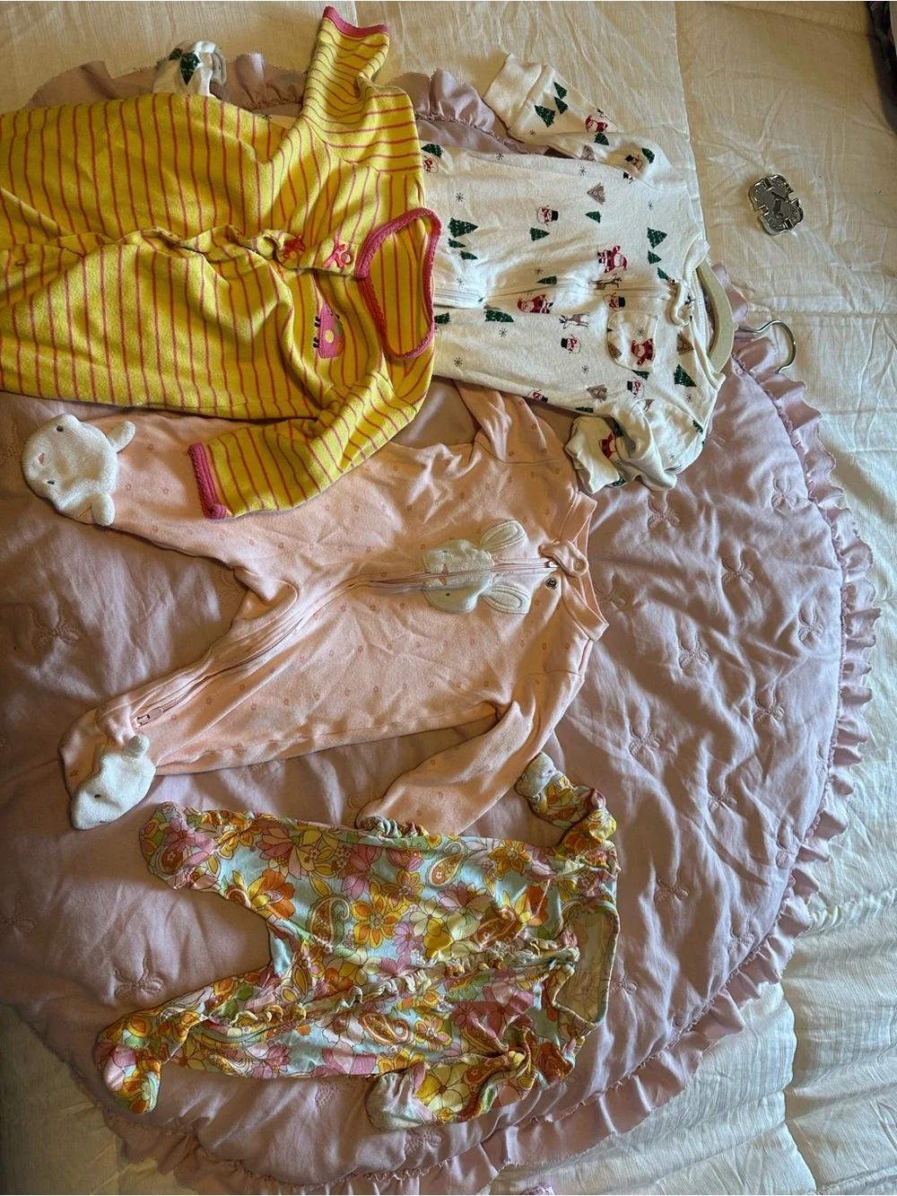 Floral Paisley Infant One-Piece Footed Pajamas - Pink, Yellow & Mint